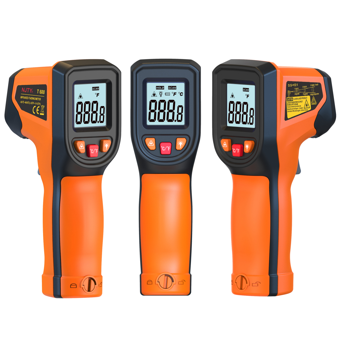 Industrial Laser Temperature Gun - デジタル赤外線温度計センサーハンドヘルド非接触 IR LCD バックライト付きディスプレイレーザー温度ガン 600 °