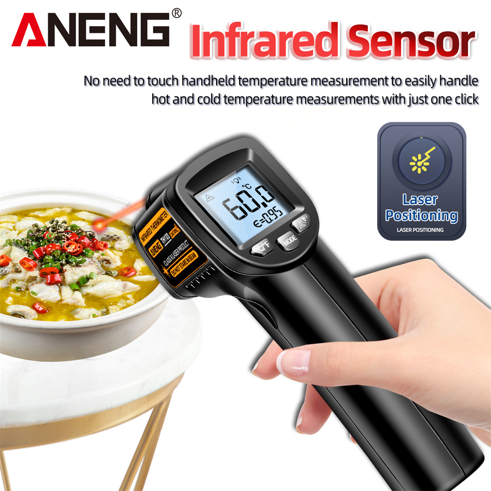 Industrial Laser Temperature Gun - 赤外線レーザー温度計工業用温度ガン ANENG TH103 デジタル表示画面温度計非接触ツール