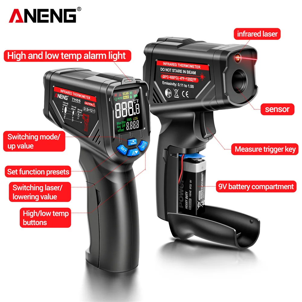 センサーガン回路工業用試験床暖房管温度テスターANENG T - Industrial Laser Temperature Gun のレビューと価格