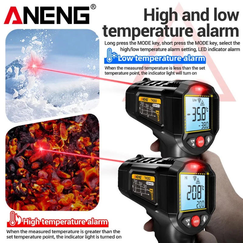 ANENG TH202 工業用ハンドヘルド温度計カーテスト非 - Industrial Laser Temperature Gun のレビューと価格