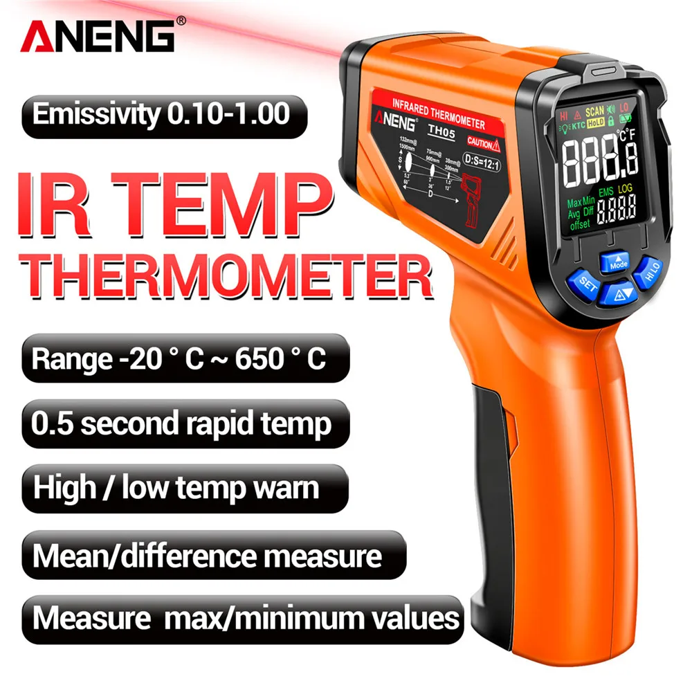 赤外線温度計 デジタル 非接触式 -20～650℃ ℃    - Industrial Laser Temperature Gun のレビューと価格