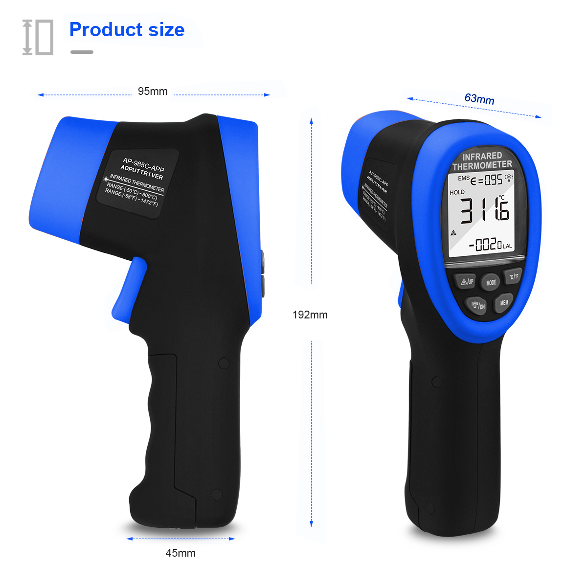 HoldPeak赤外線温度計ガン -50 ° C~800 ° - Industrial Laser Temperature Gun のレビューと価格